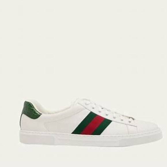 White, Green And Red Gucci ace Web Low Top sneakers - Picture 1 of 9